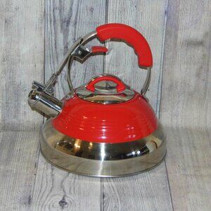 PYKAL Red High Grade Stainless Whistling Tea Kettle 2.8 Qt.